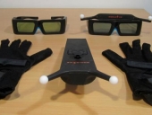 Guantes, gafas con sensor led activo y sin sensor led, y mando multifunción con sensores leds activos